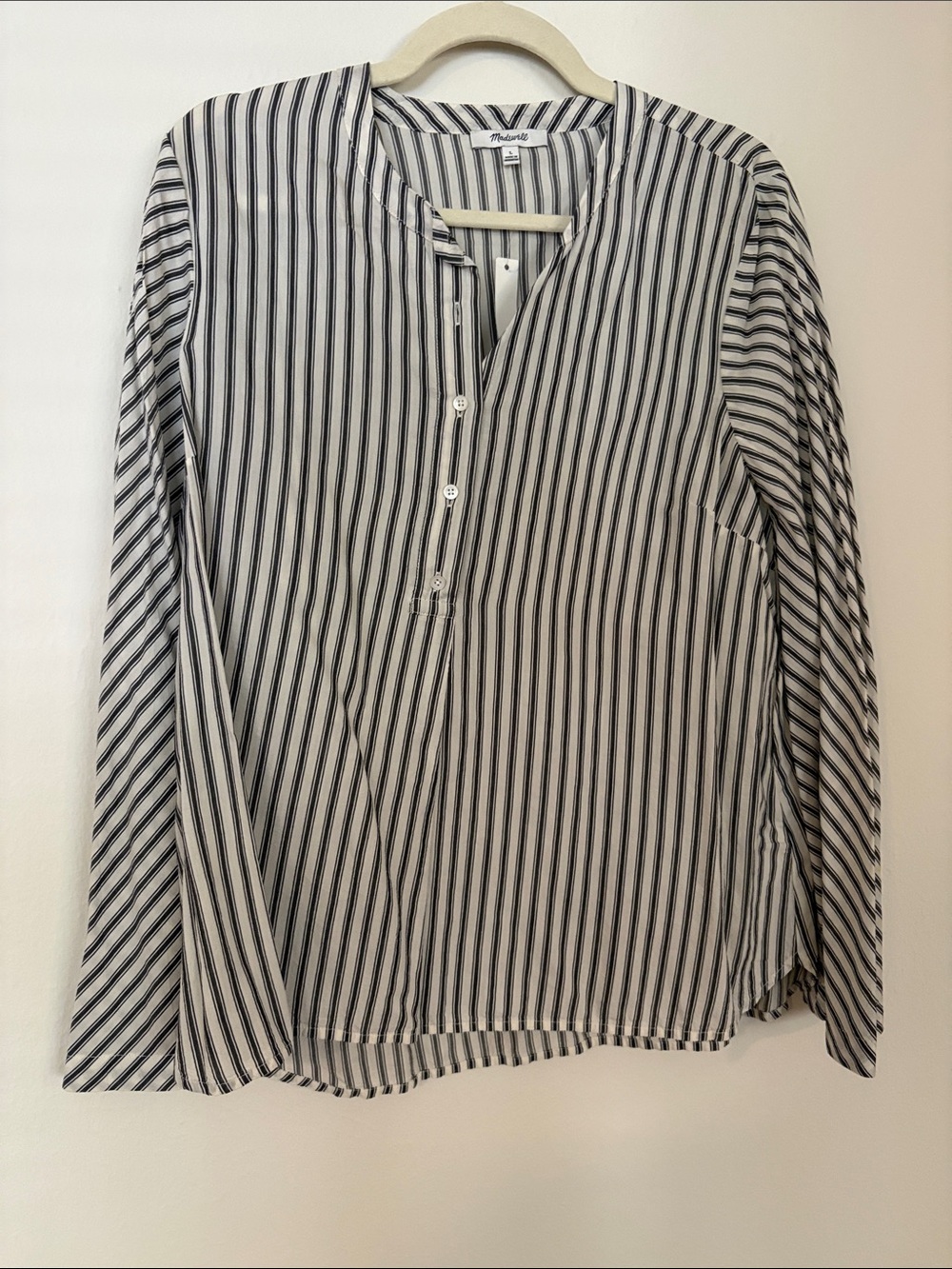 Madewell Striped Long-Sleeve Pullover Shirt - Black & White